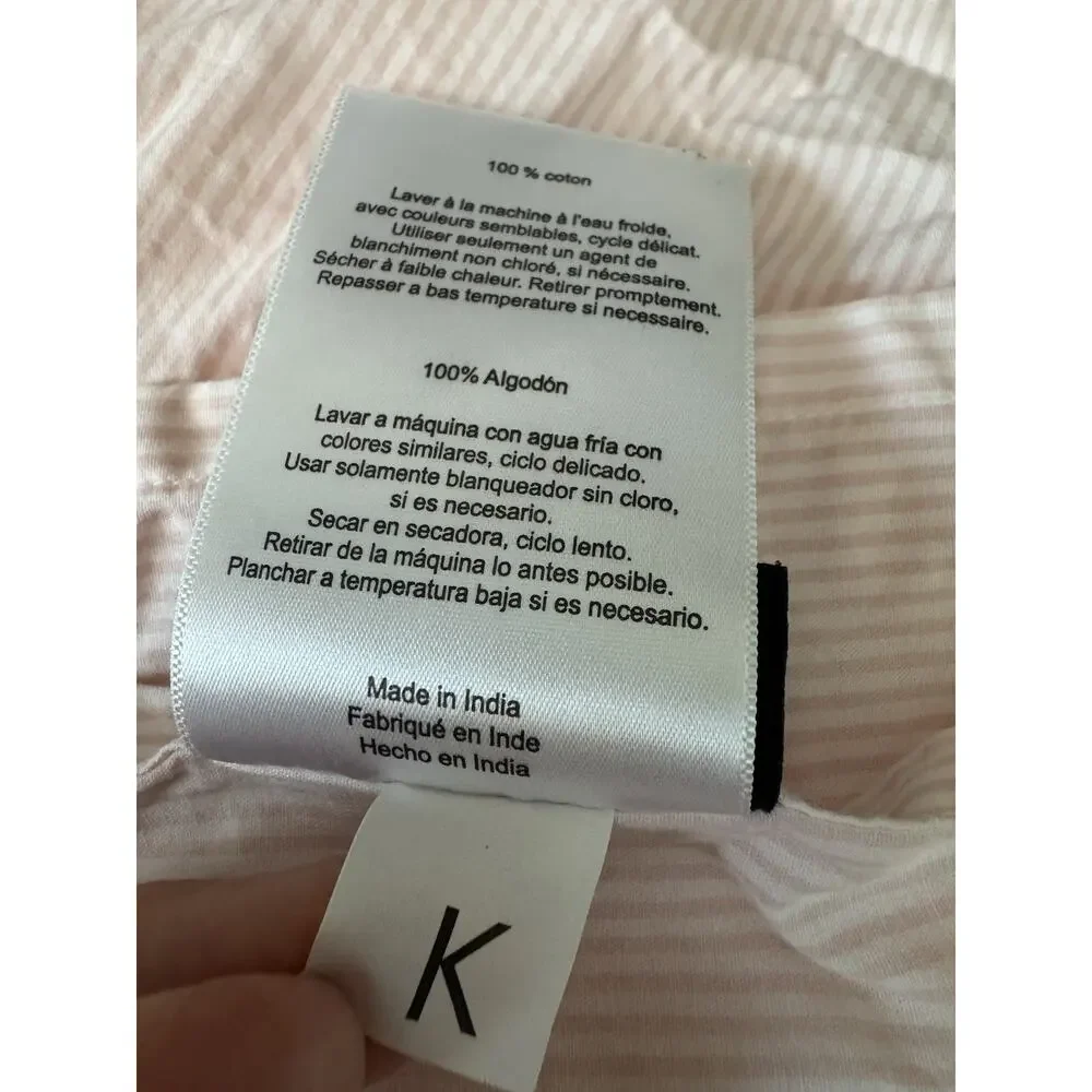 Kate Spade KING Fitted + Flat Sheet Set Baby Pink/White Stripes 100% Cotton 2 Pc